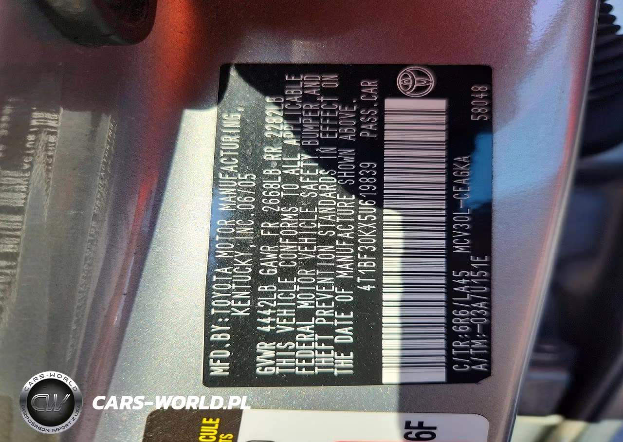 2005 Toyota Camry Xle V6 VIN:4T1BF30KX5U619839 - 13
