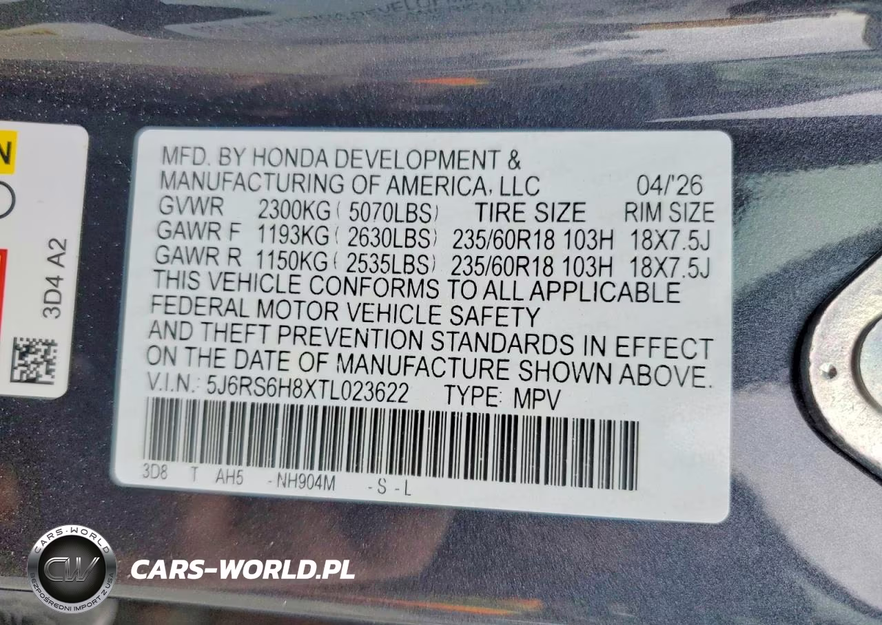 2026 Honda Cr-V Sport-L VIN:5J6RS6H8XTL023622 - 14