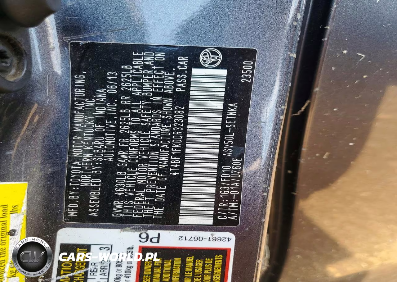 2013 Toyota Camry Le VIN:4T4BF1FK0DR323082 - 12