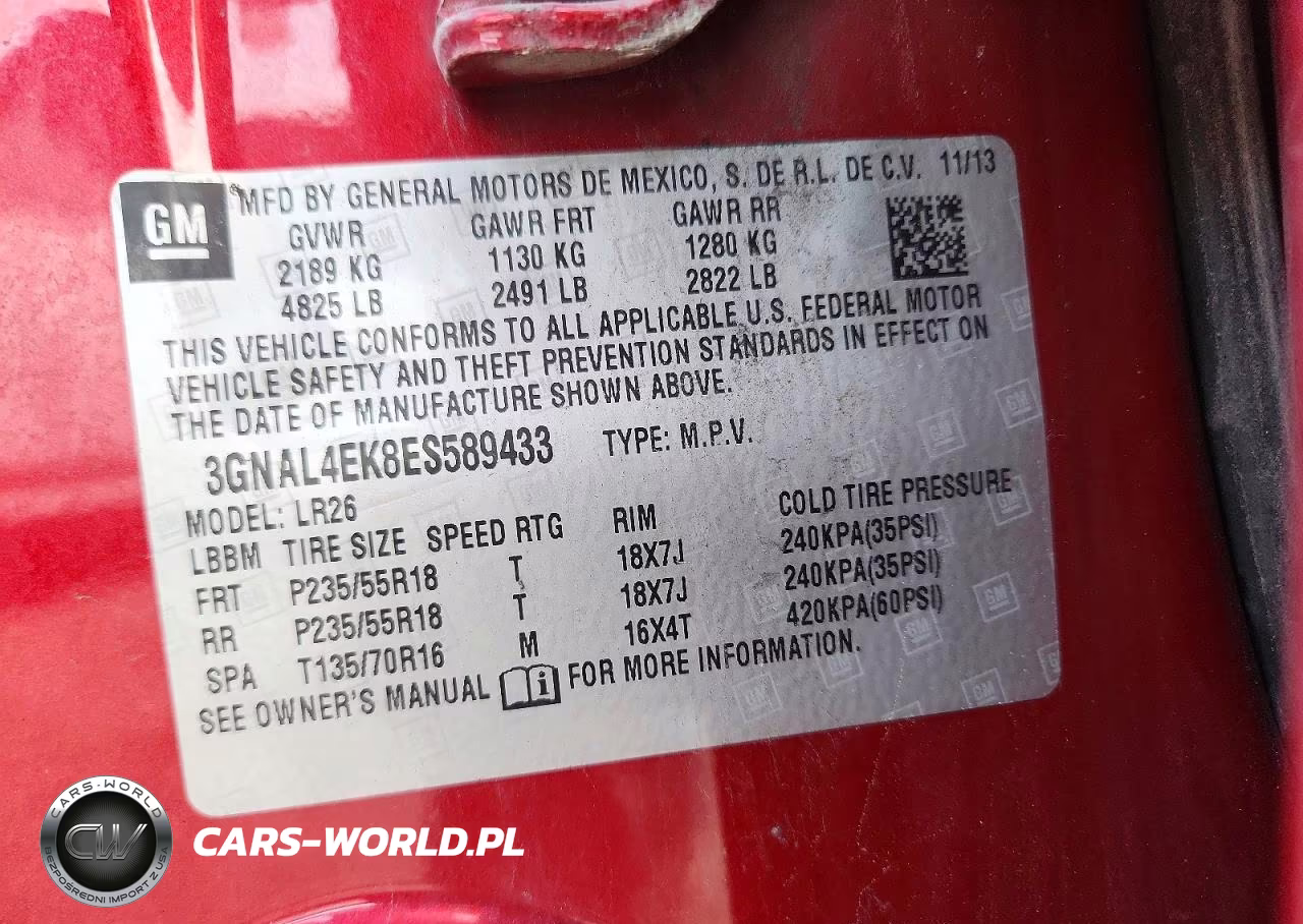 2014 Chevrolet Captiva Ltz VIN:3GNAL4EK8ES589433 - 13