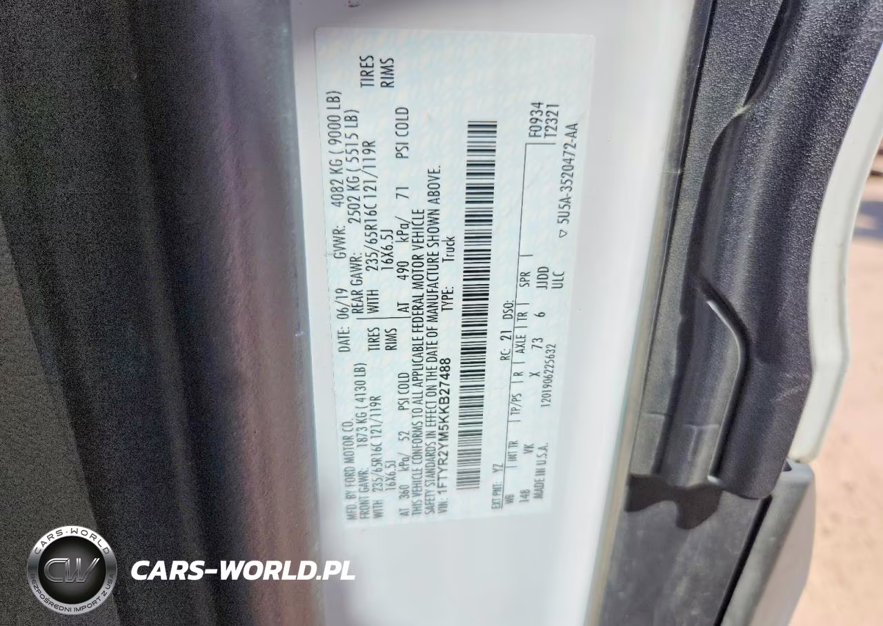 2019 Ford Transit T-250 Delivery Van VIN:1FTYR2YM5KKB27488 - 13