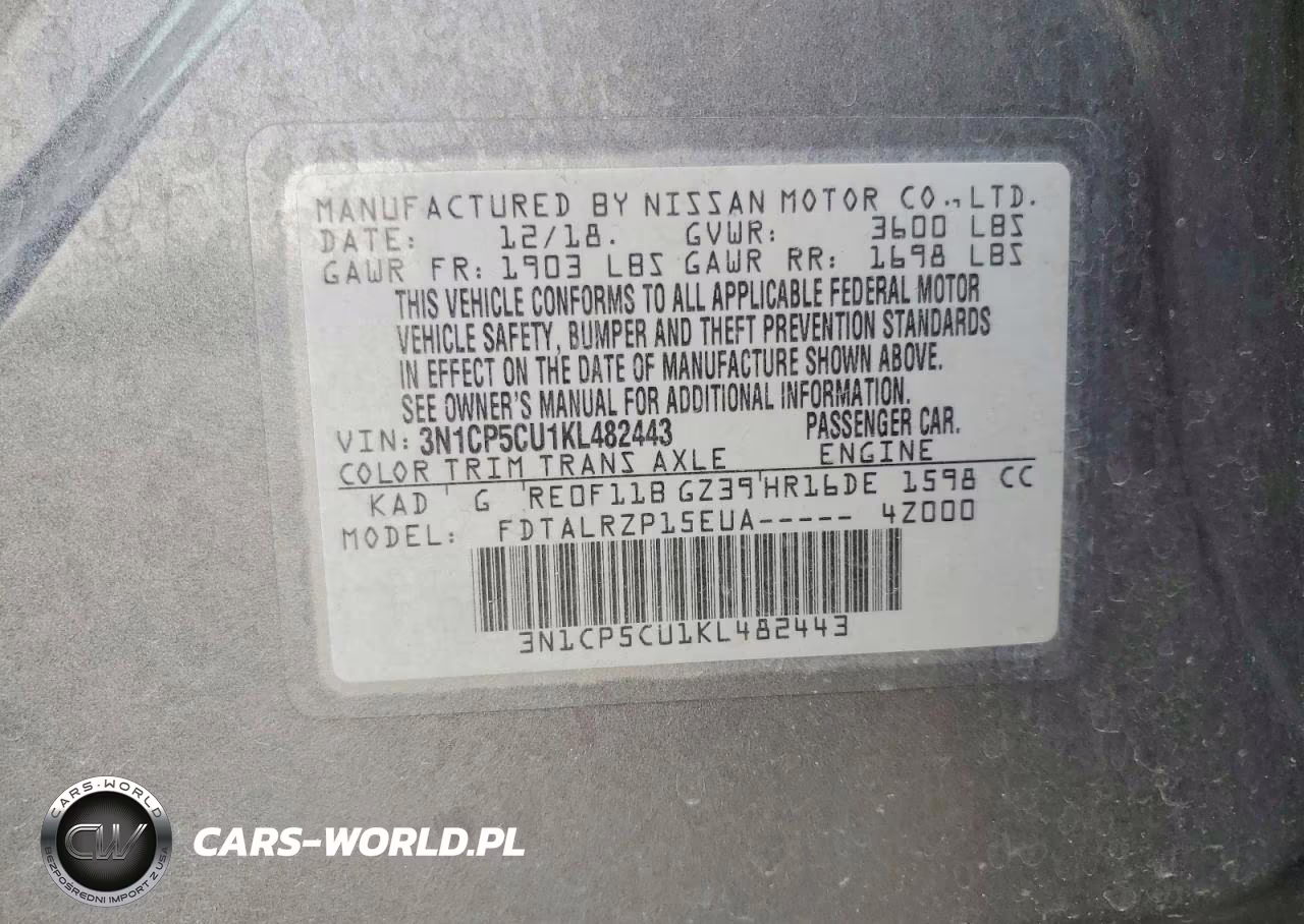 2019 Nissan Kicks S VIN:3N1CP5CU1KL482443 - 12