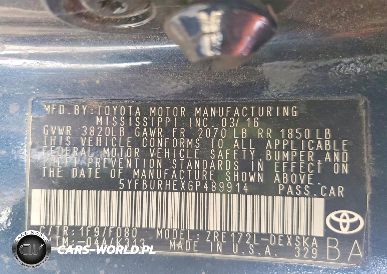 2016 Toyota Corolla S Plus VIN:5YFBURHEXGP489914 - 12