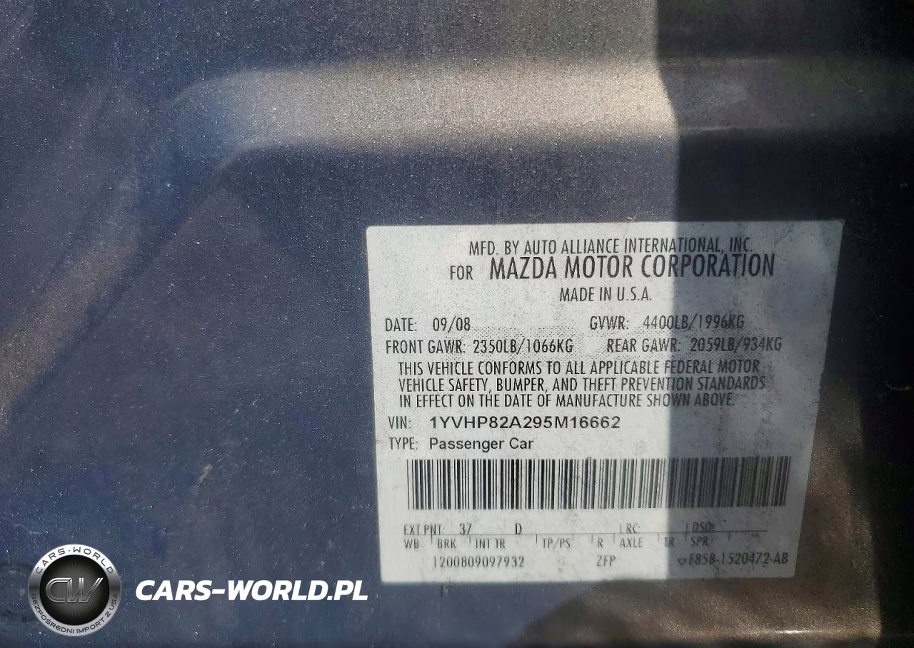 2009 Mazda 6 I VIN:1YVHP82A295M16662 - 12