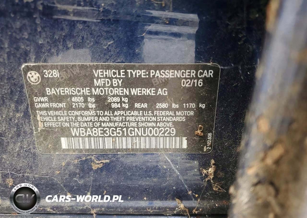2016 BMW 328 Xi Sulev VIN:WBA8E3G51GNU00229 - 12