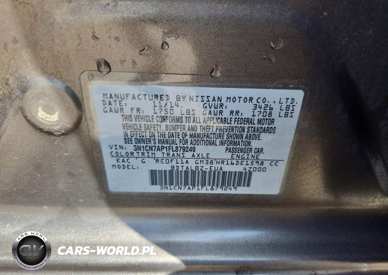 2015 Nissan Versa 1.6 Sv VIN:3N1CN7AP1FL879249 - 12
