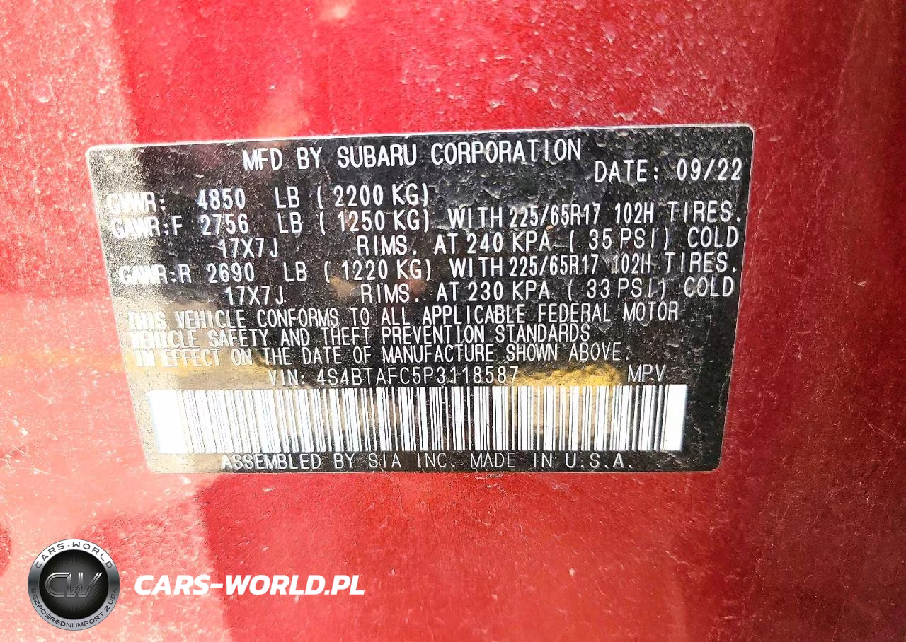 2023 Subaru Outback Premium VIN:4S4BTAFC5P3118587 - 13