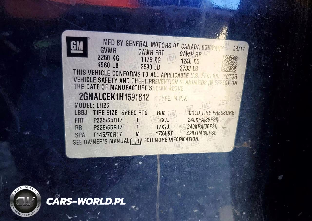 2017 Chevrolet Equinox Lt VIN:2GNALCEK1H1591812 - 13