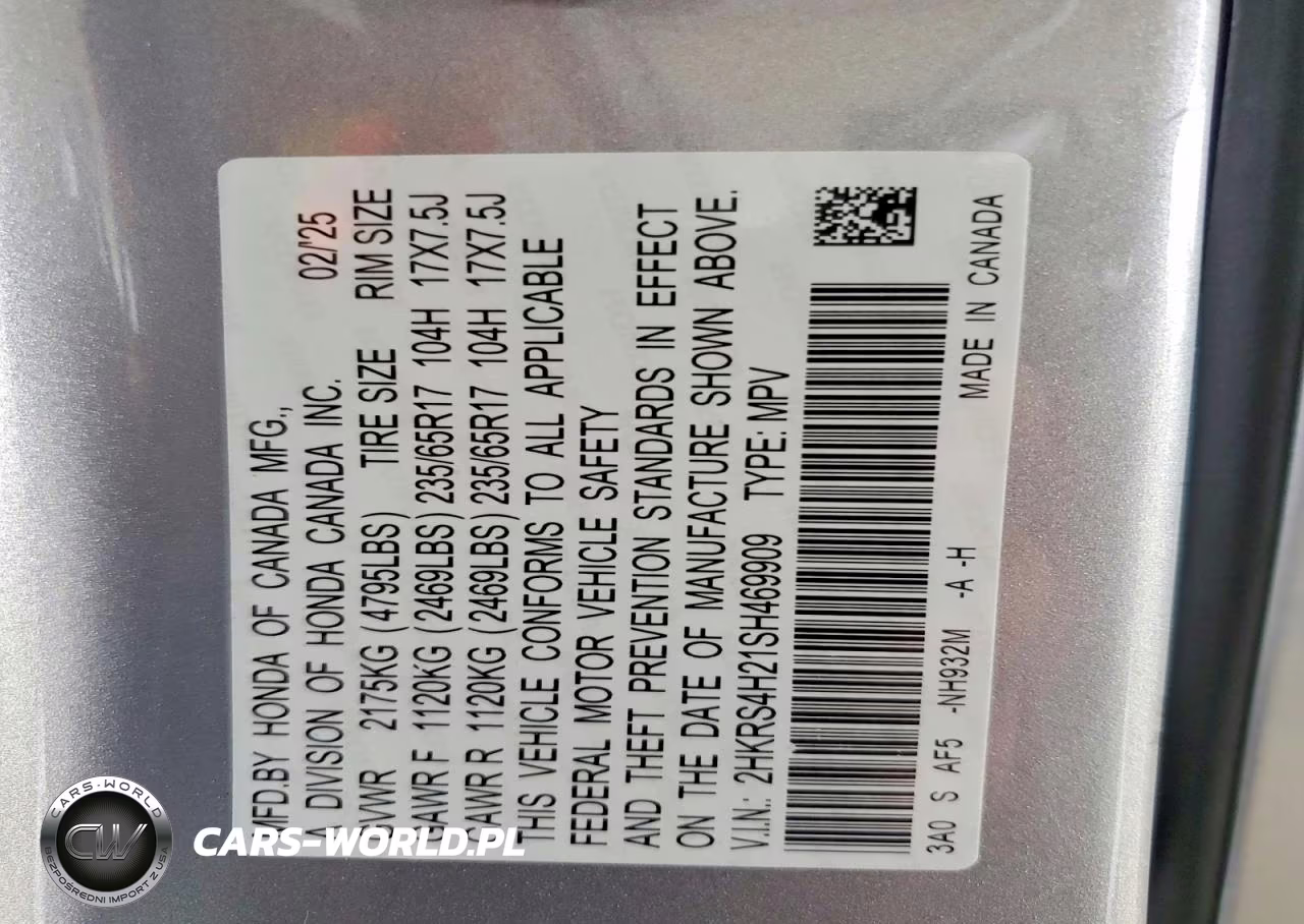 2025 Honda Cr-V Lx VIN:2HKRS4H21SH469909 - 14