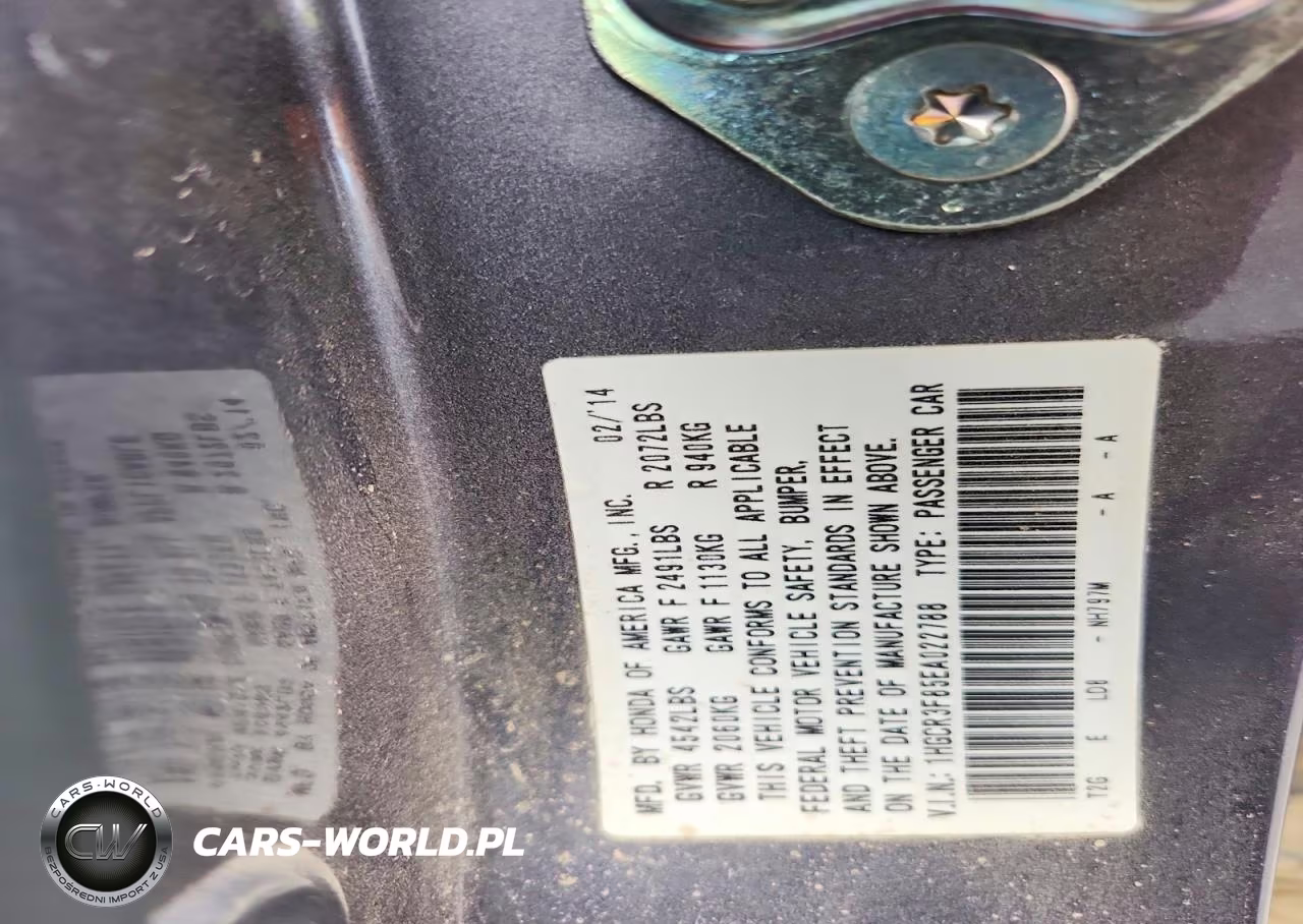 2014 Honda Accord Exl VIN:1HGCR3F85EA022788 - 12