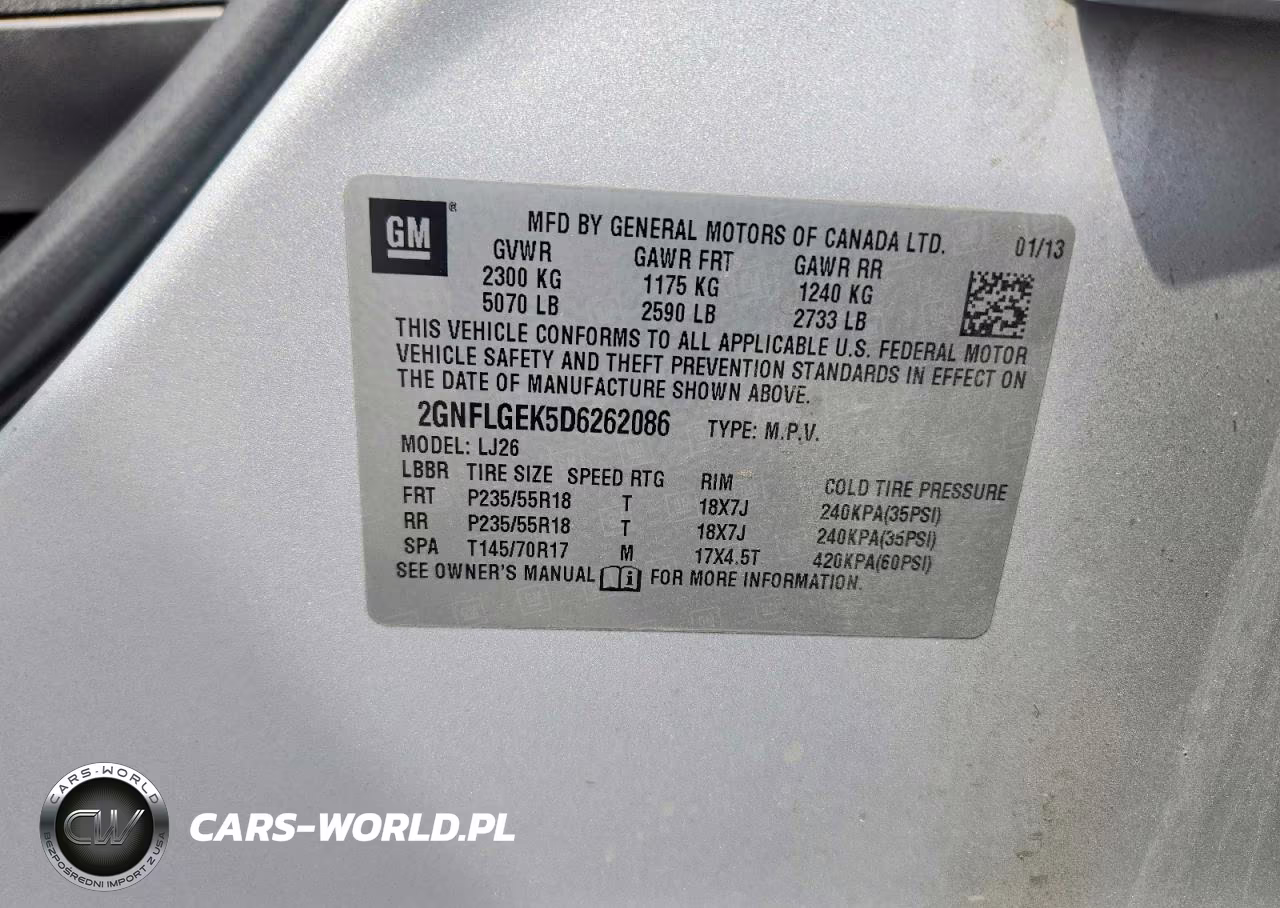 2013 Chevrolet Equinox Ltz VIN:2GNFLGEK5D6262086 - 12