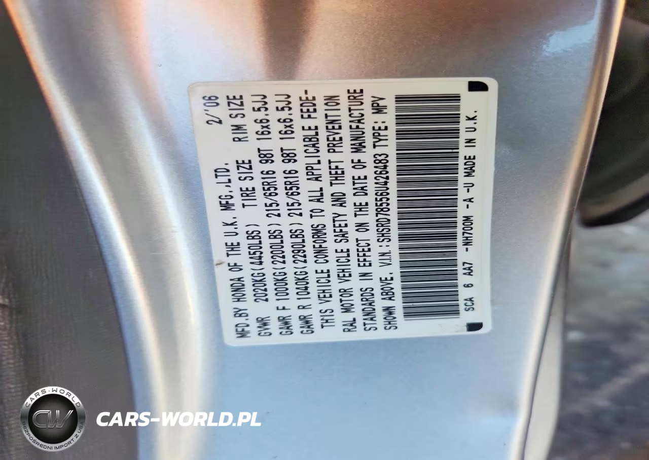 2006 Honda Cr-V Lx VIN:SHSRD78556U426483 - 12