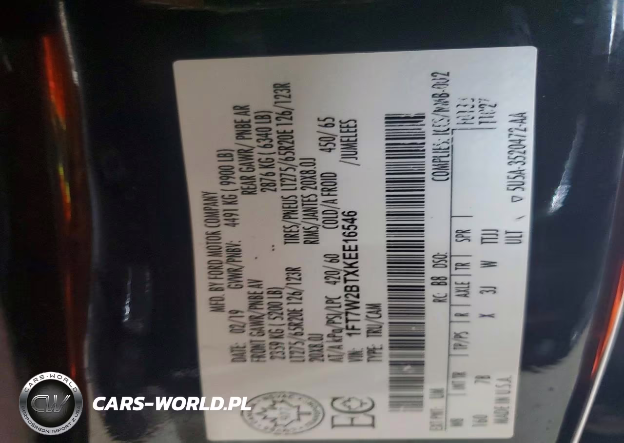 2019 Ford F250 Super Duty VIN:1FT7W2BTXKEE16546 - 12