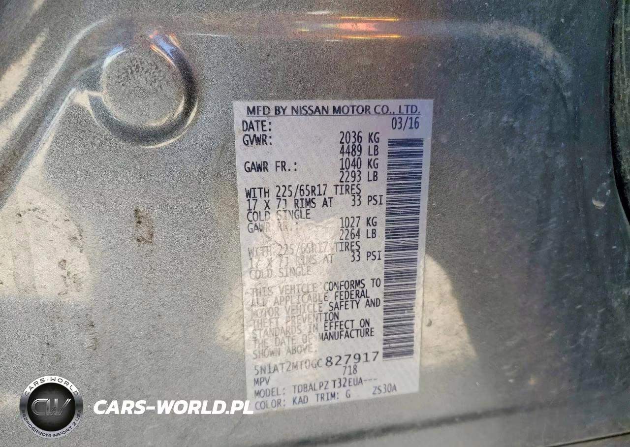 2016 Nissan Rogue S VIN:5N1AT2MT0GC827917 - 14