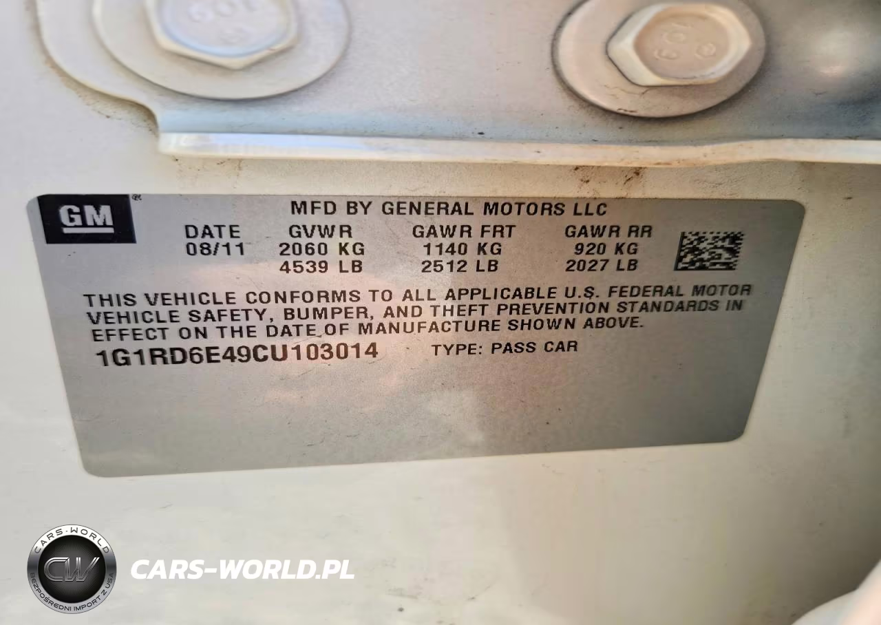2012 Chevrolet Volt VIN:1G1RD6E49CU103014 - 12
