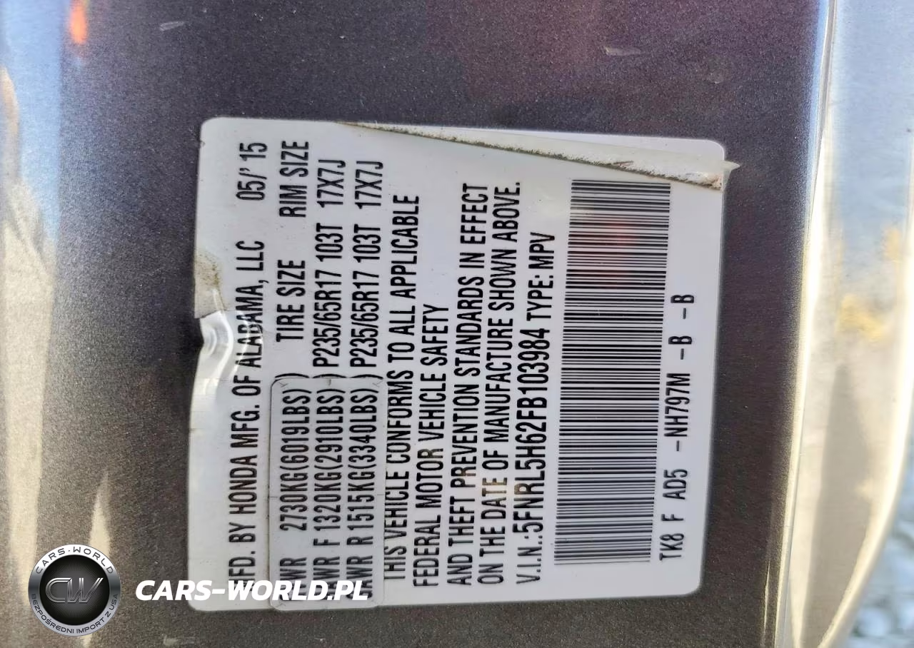 2015 Honda Odyssey Exl VIN:5FNRL5H62FB103984 - 13