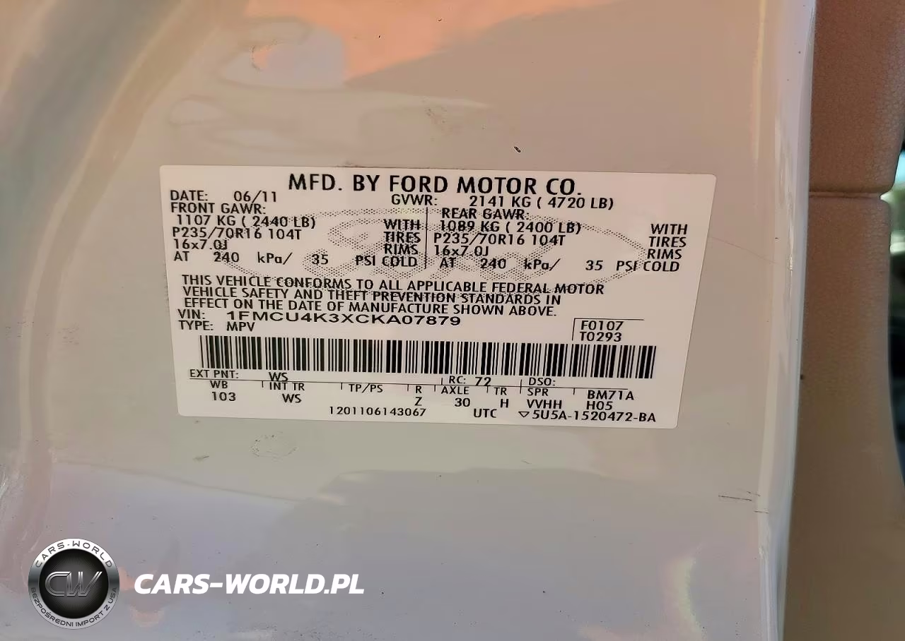 2012 Ford Escape Hybrid VIN:1FMCU4K3XCKA07879 - 14