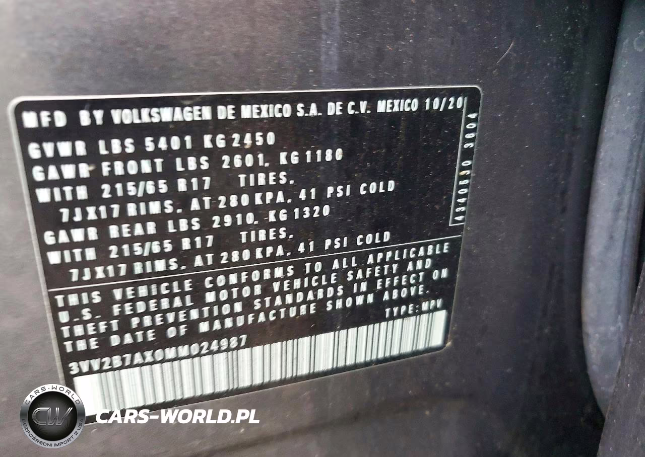 2021 Volkswagen Tiguan Se VIN:3VV2B7AX0MM024987 - 13
