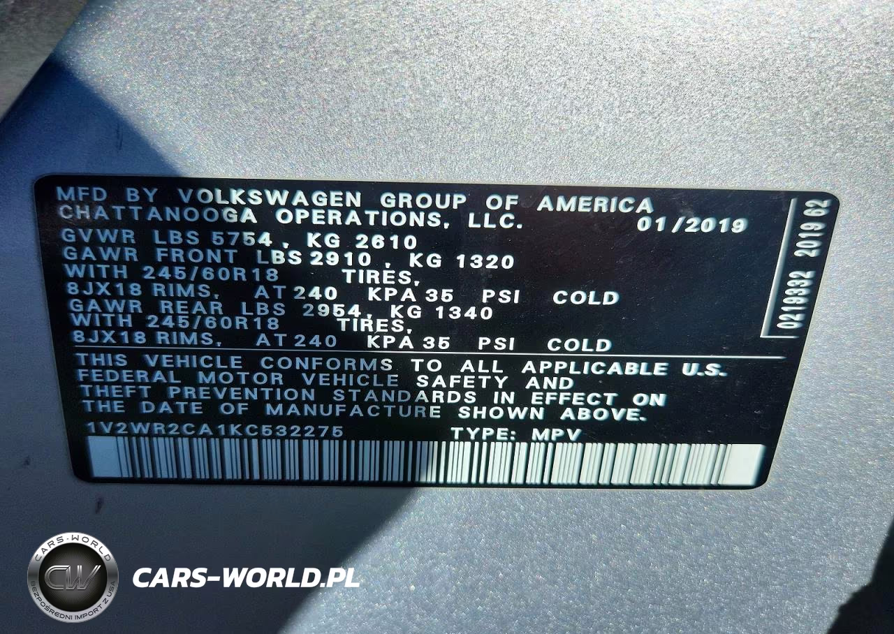 2019 Volkswagen Atlas Se VIN:1V2WR2CA1KC532275 - 14