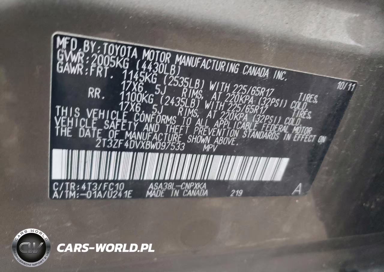 2011 Toyota Rav4 Base VIN:2T3ZF4DVXBW097533 - 12