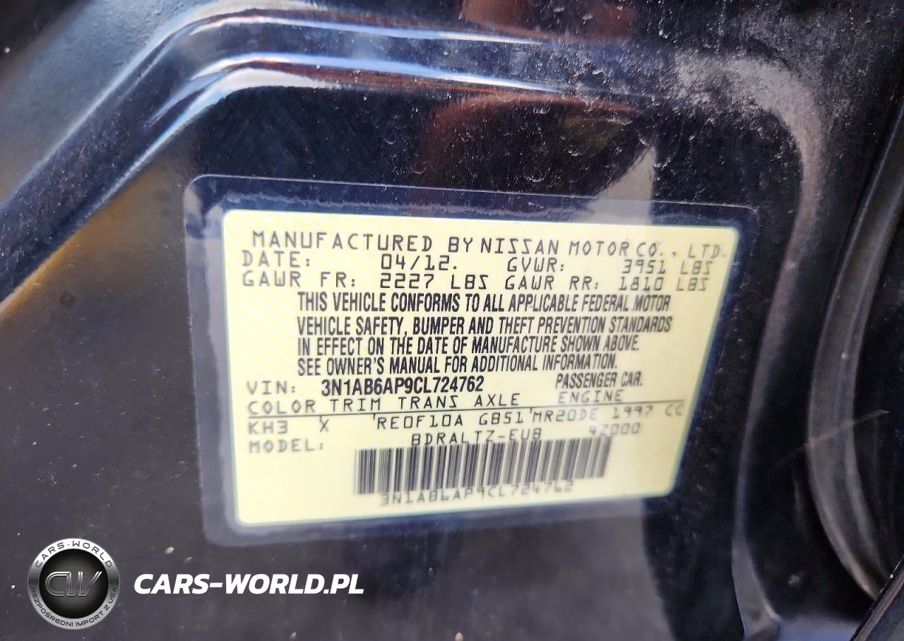 2012 Nissan Sentra 2.0 VIN:3N1AB6AP9CL724762 - 12