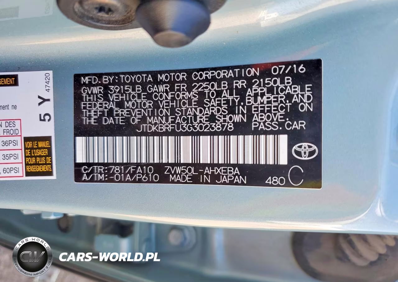 2016 Toyota Prius Two VIN:JTDKBRFU3G3023878 - 12