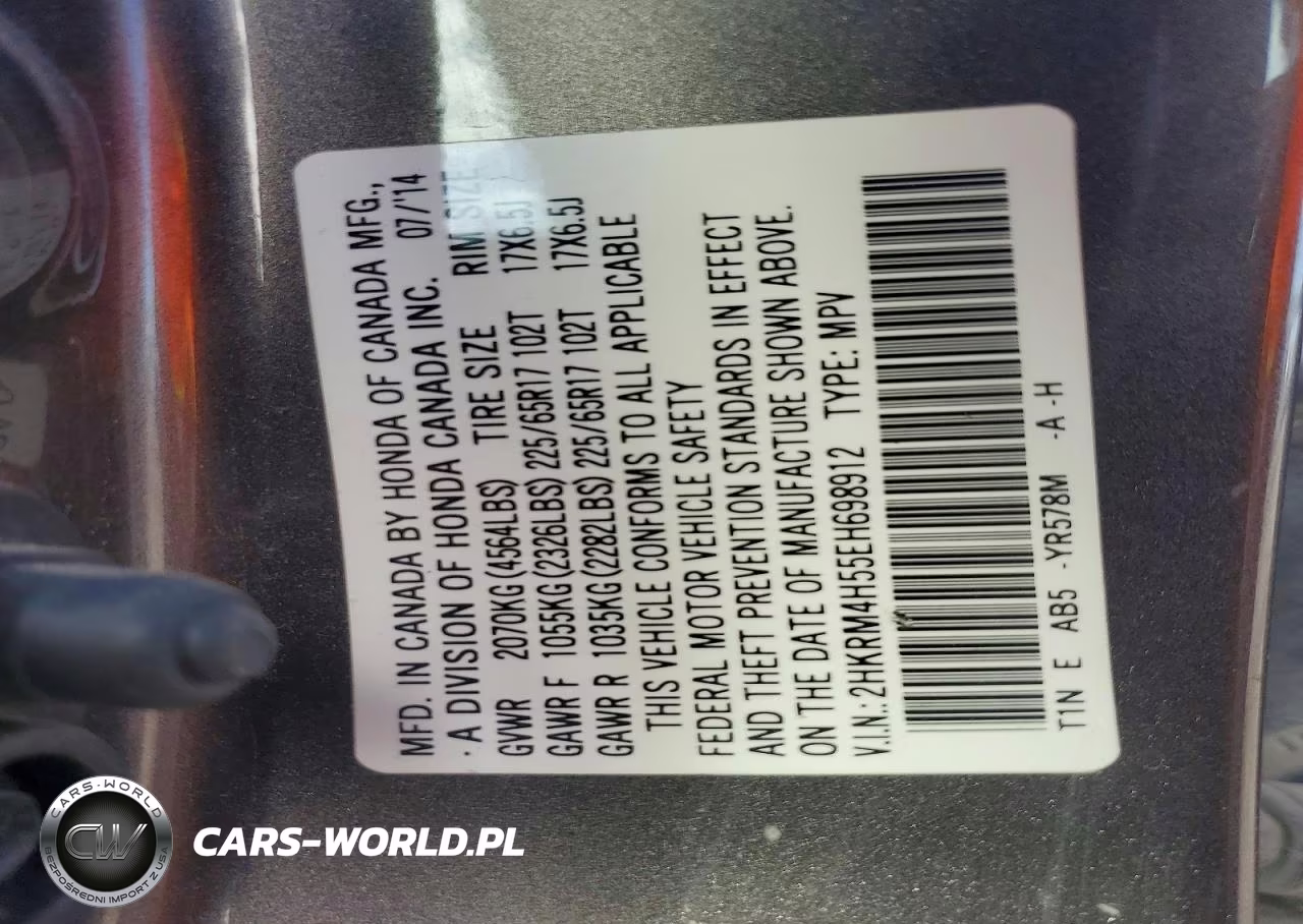 2014 Honda Cr V VIN:2HKRM4H55EH698912 - 13