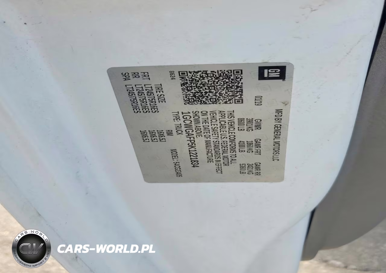 2019 Chevrolet Express G2500 VIN:1GCWGAFP5K1221834 - 12
