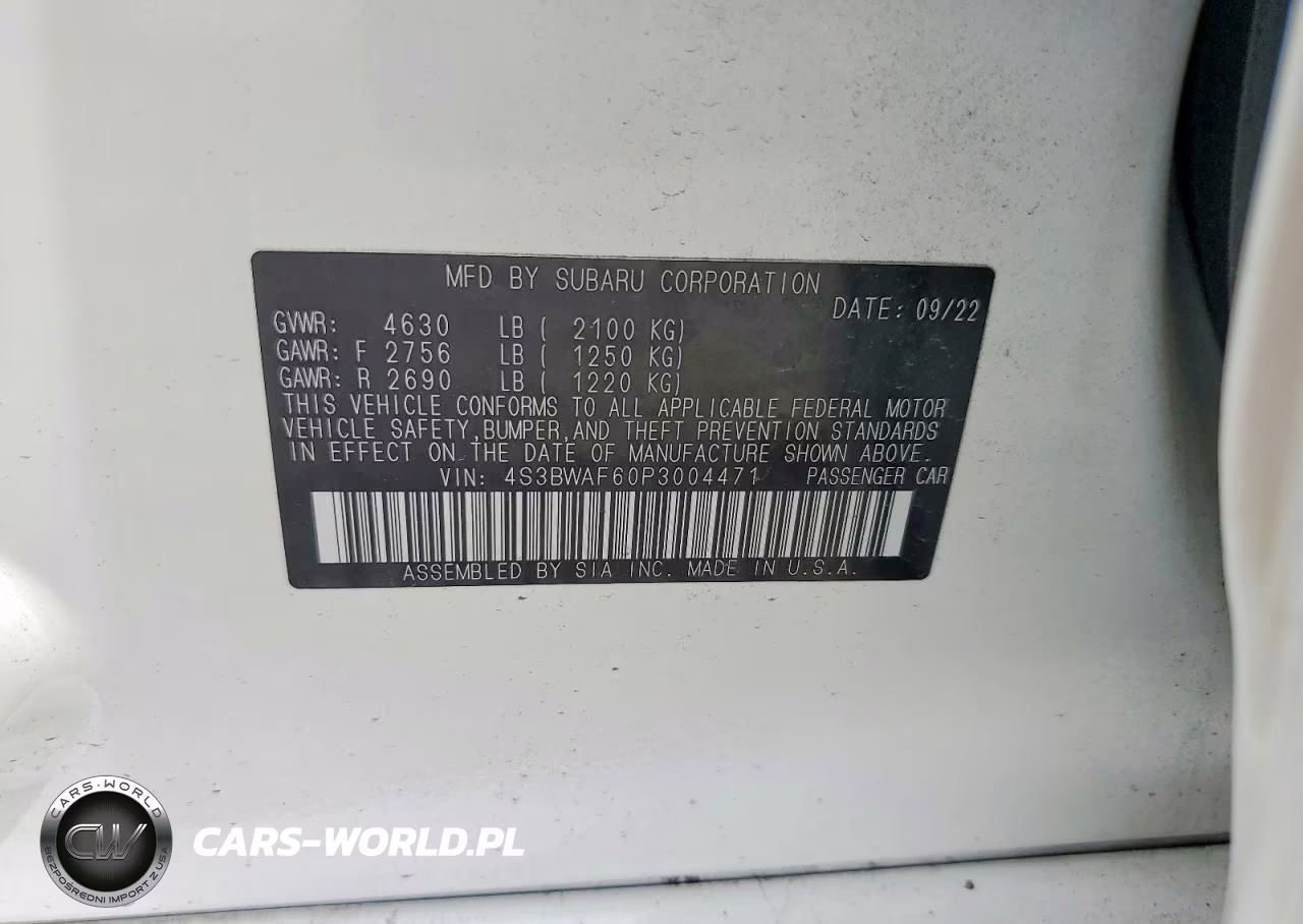 2023 Subaru Legacy Premium VIN:4S3BWAF60P3004471 - 12