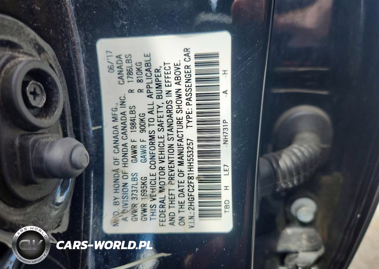 2017 Honda Civic Ex VIN:2HGFC2F81HH553257 - 13