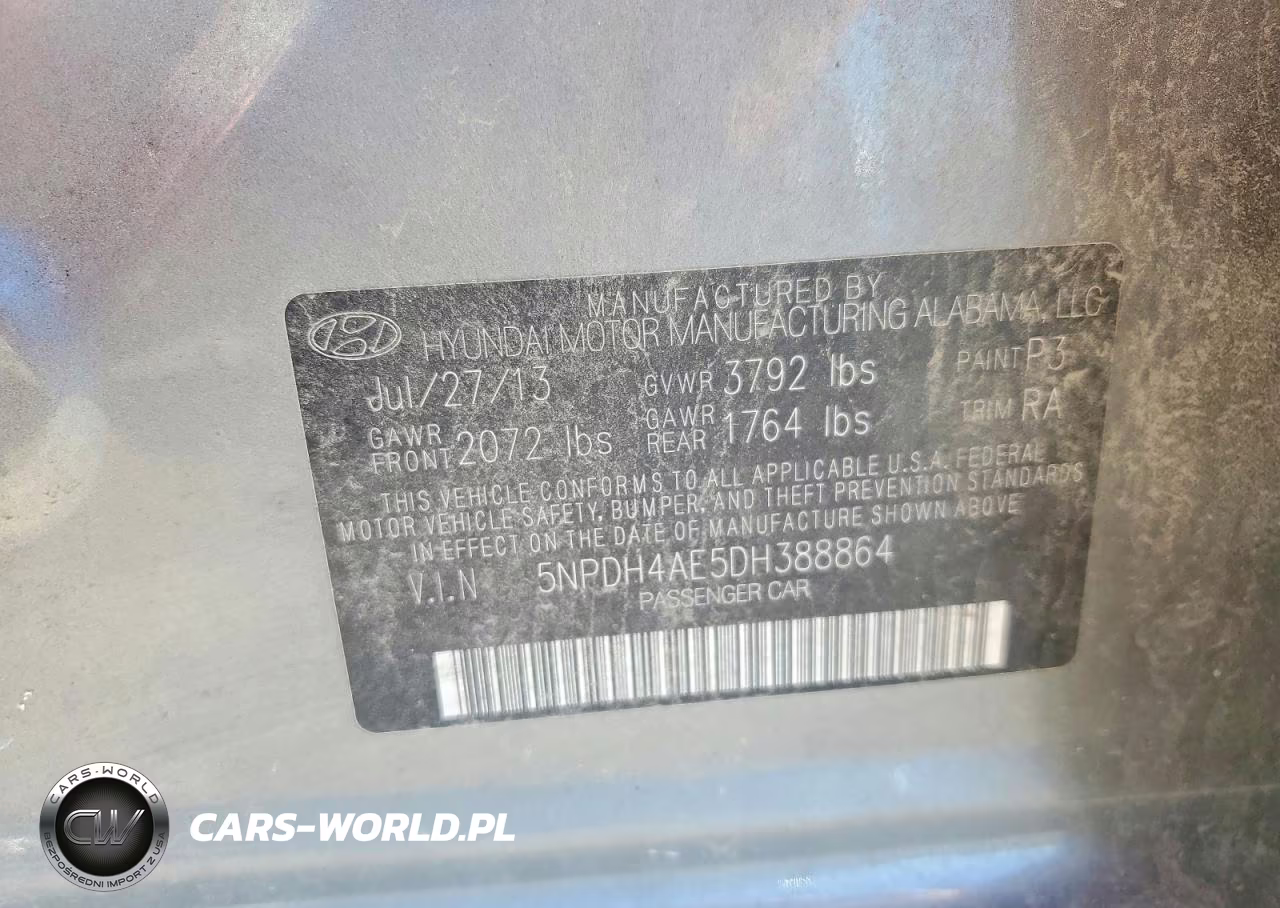 2013 Hyundai Elantra Gls VIN:5NPDH4AE5DH388864 - 12