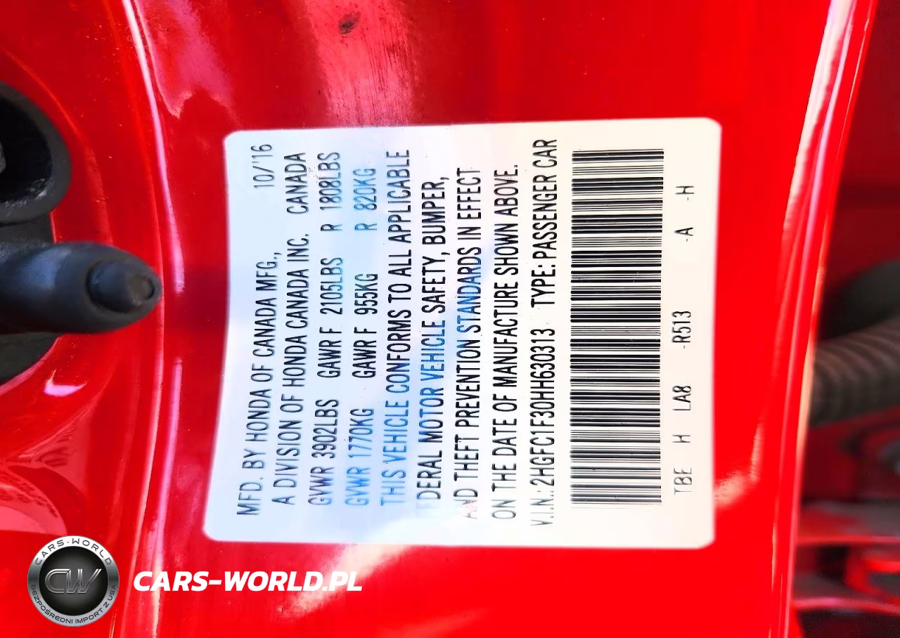 2017 Honda Civic Ex VIN:2HGFC1F30HH630313 - 13