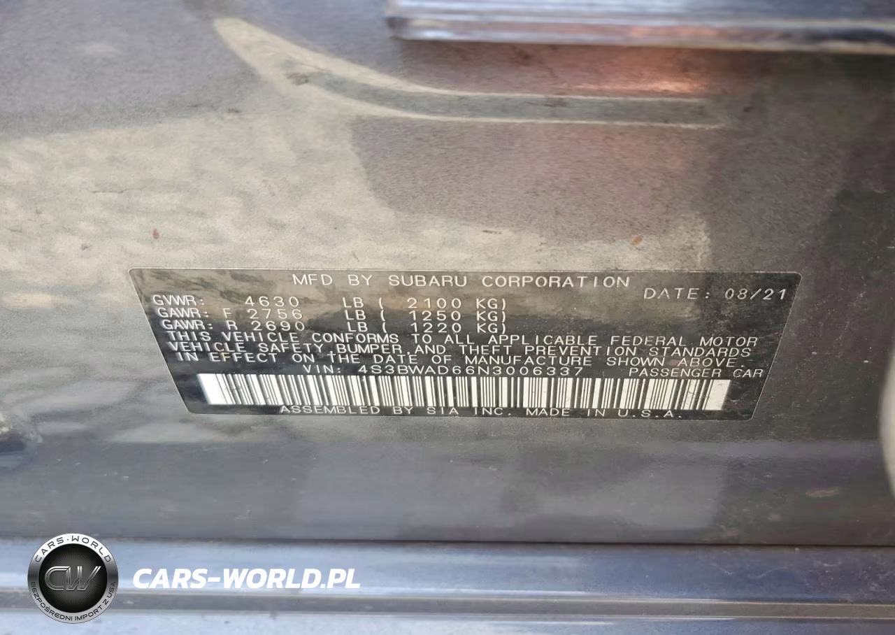 2022 Subaru Legacy Premium VIN:4S3BWAD66N3006337 - 12