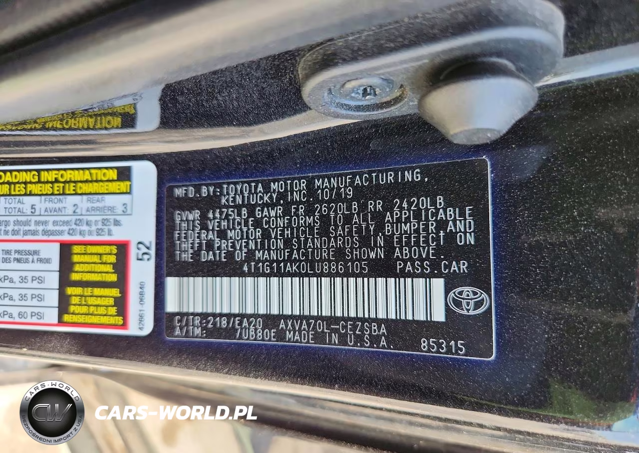 2020 Toyota Camry Se VIN:4T1G11AK0LU886105 - 12