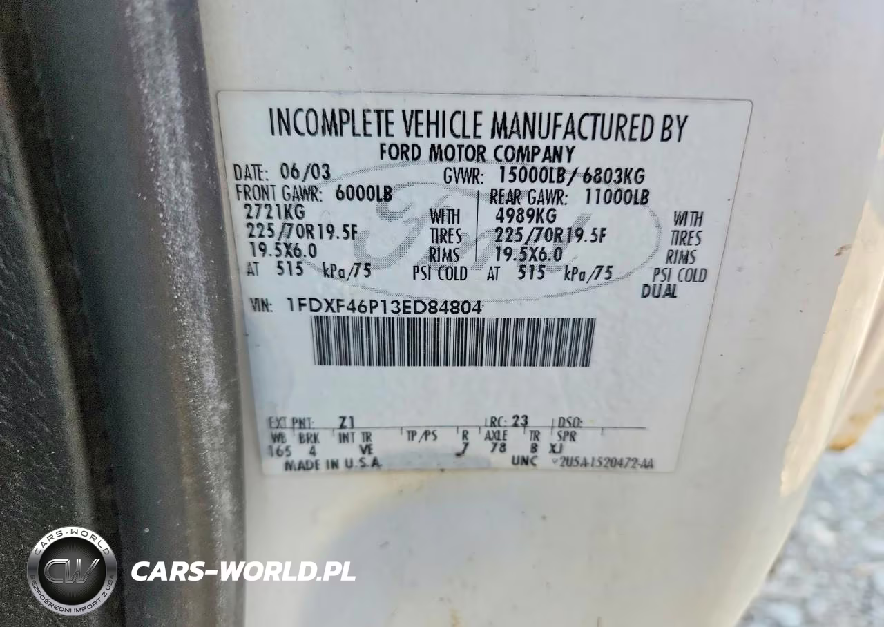 2003 Ford F450 Super Duty VIN:1FDXF46P13ED84804 - 12