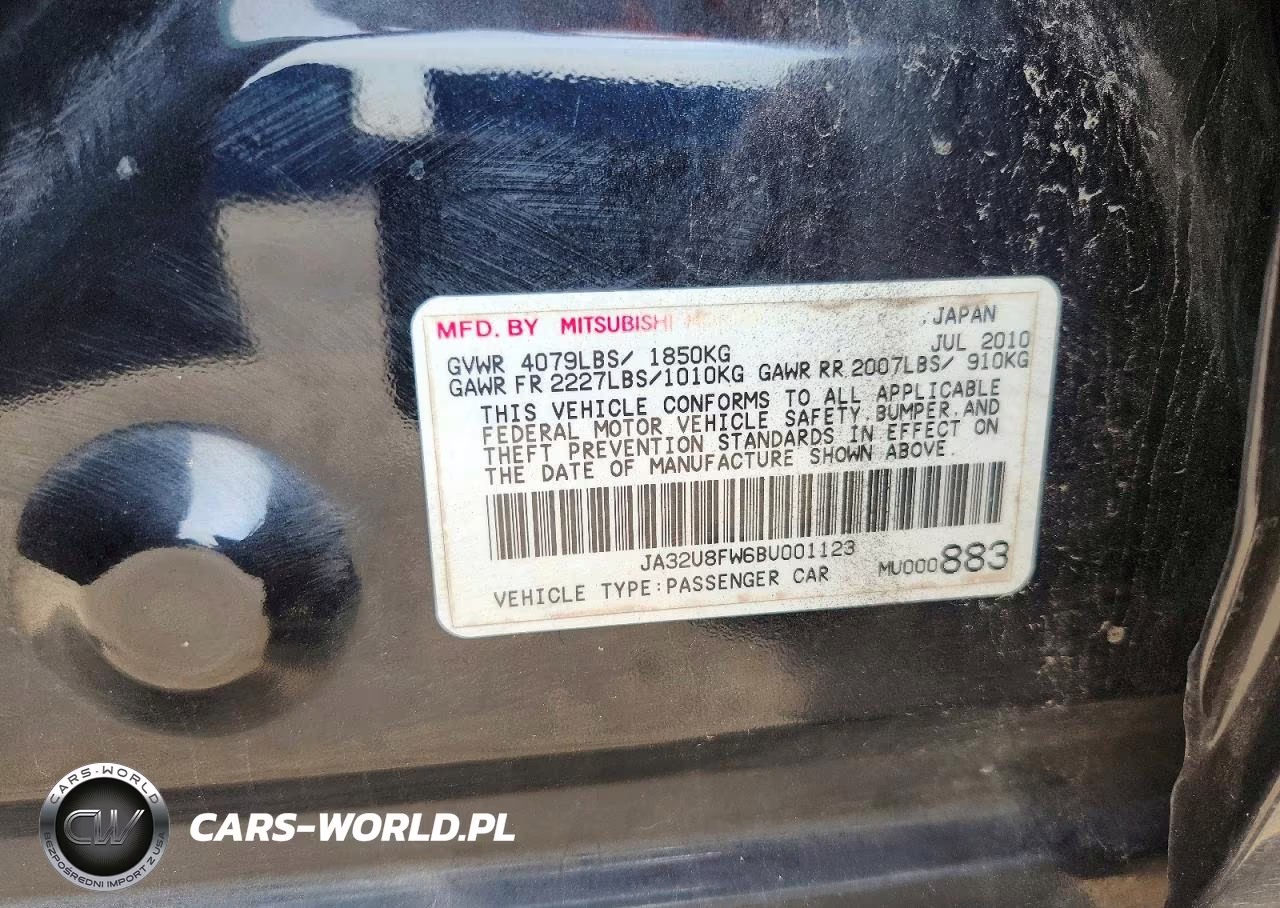 2011 Mitsubishi Lancer Gts VIN:JA32U8FW6BU001123 - 12