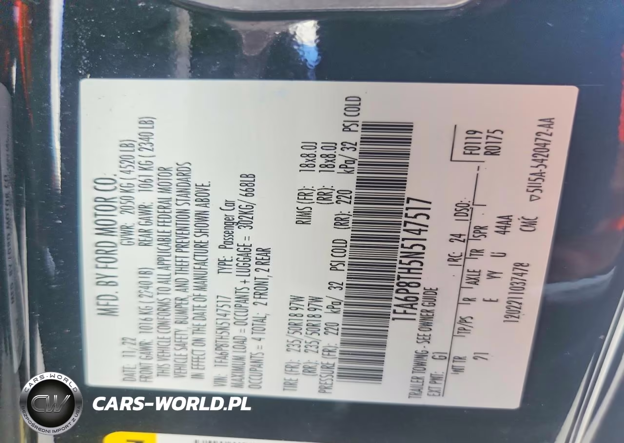 2022 Ford Mustang VIN:1FA6P8TH5N5147517 - 13