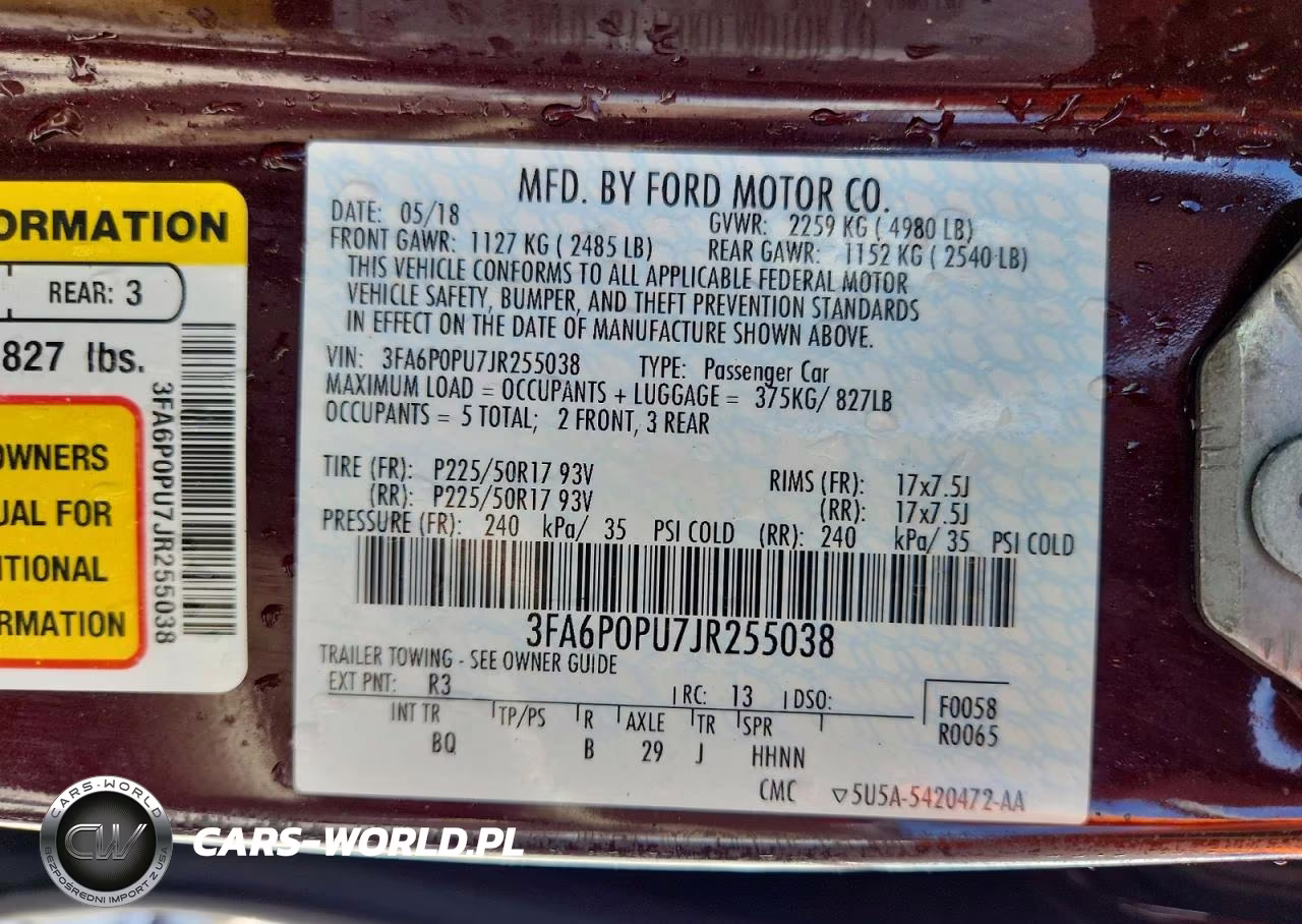 2018 Ford Fusion Se Phev VIN:3FA6P0PU7JR255038 - 12