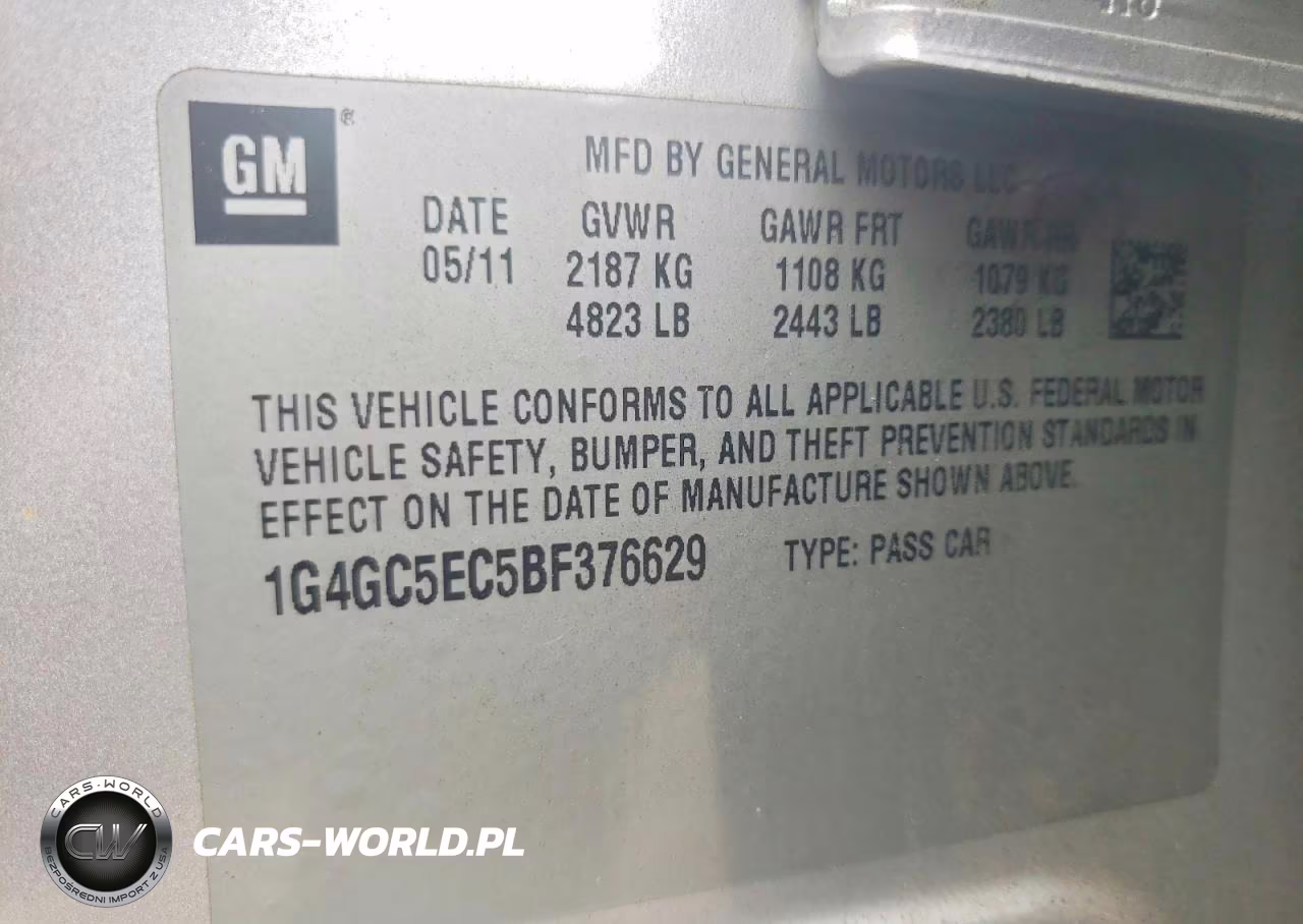 2011 Buick Lacrosse Cxl VIN:1G4GC5EC5BF376629 - 13