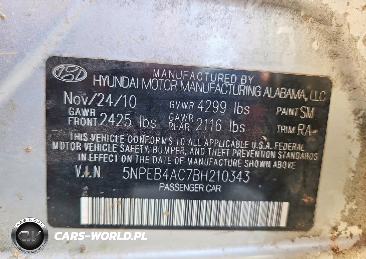 2011 Hyundai Sonata Gls VIN:5NPEB4AC7BH210343 - 12