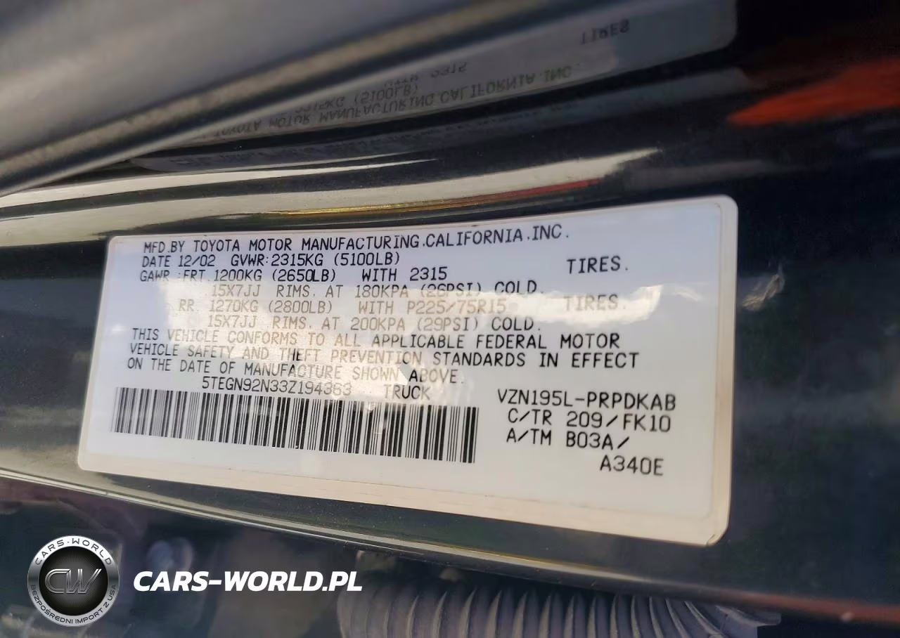 2003 Toyota Tacoma Prerunner V6 VIN:5TEGN92N33Z194363 - 12