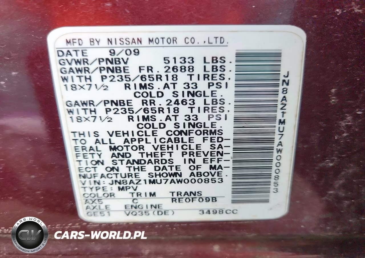 2010 Nissan Murano S VIN:JN8AZ1MU7AW000853 - 13