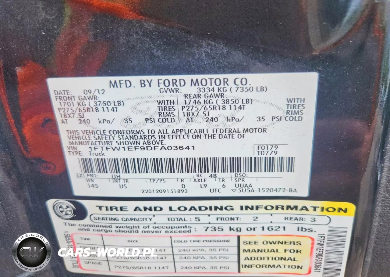 2013 Ford F150 Supercrew VIN:1FTFW1EF9DFA03641 - 12