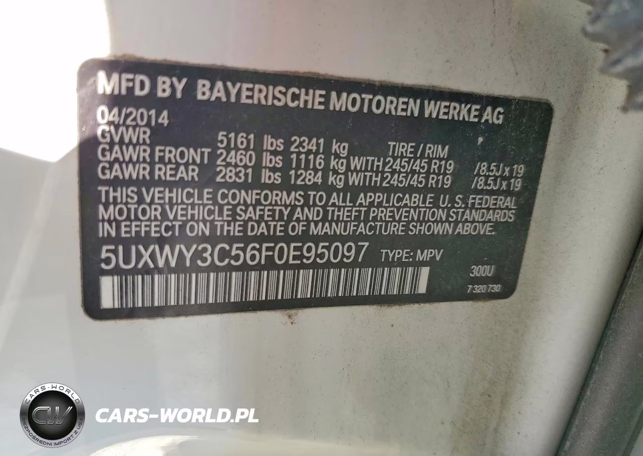 2015 BMW X3 xDrive28D VIN:5UXWY3C56F0E95097 - 12