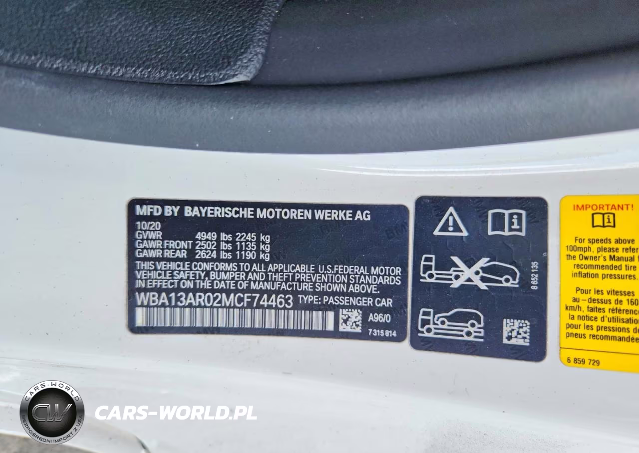 2021 BMW M440Xi VIN:WBA13AR02MCF74463 - 12