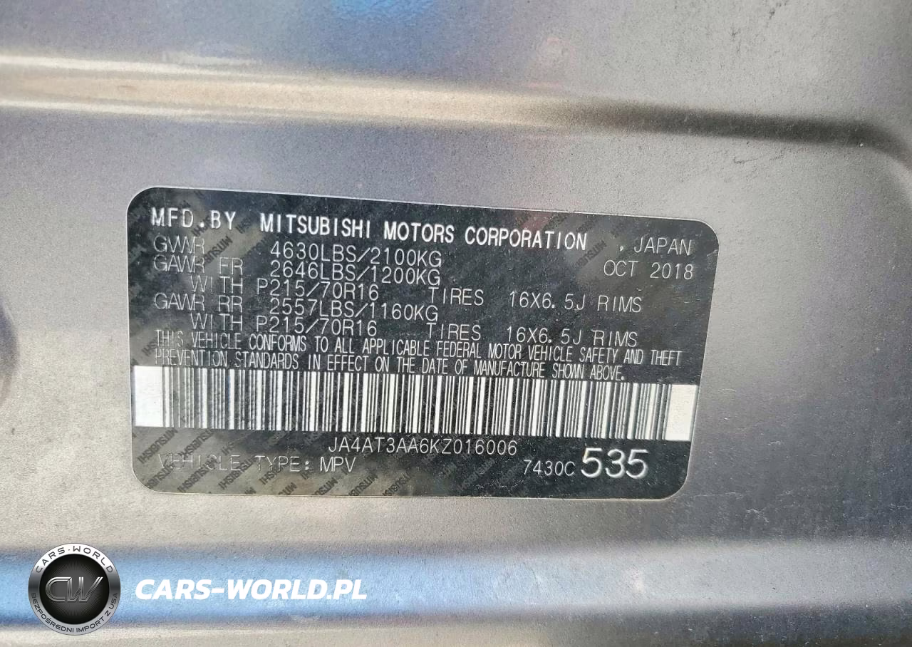 2019 Mitsubishi Eclipse Cross Es VIN:JA4AT3AA6KZ016006 - 13