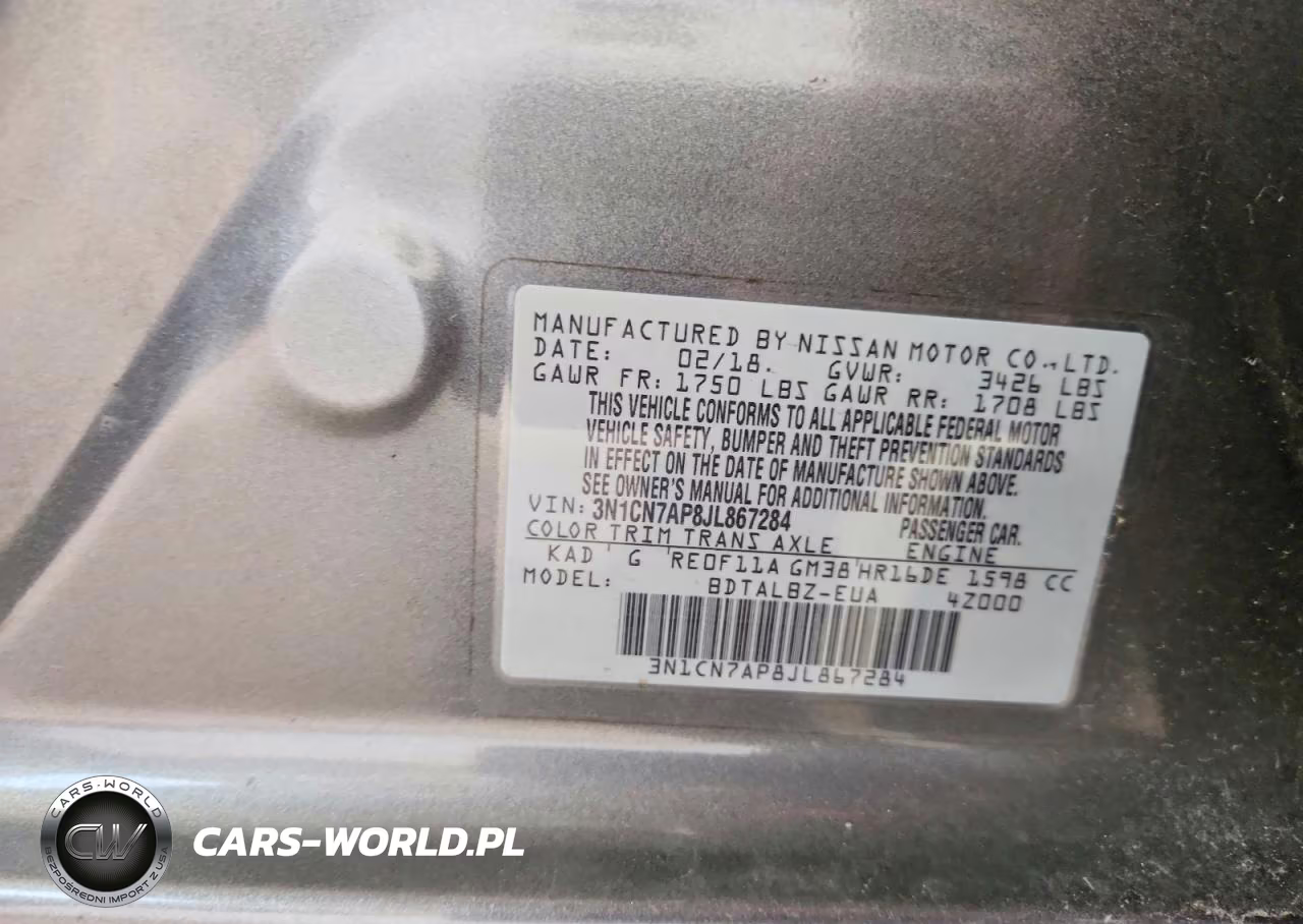 2018 Nissan Versa Sv VIN:3N1CN7AP8JL867284 - 12