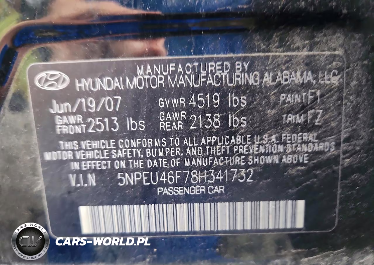 2008 Hyundai Sonata Se V6 VIN:5NPEU46F78H341732 - 12