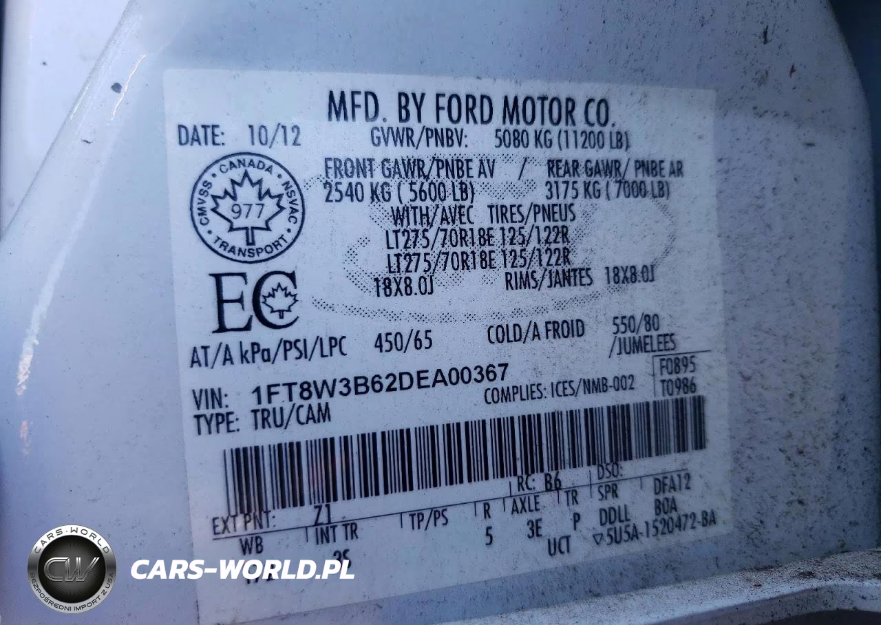 2013 Ford F350 Super Duty VIN:1FT8W3B62DEA00367 - 12