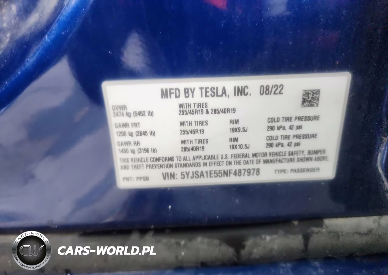 2022 Tesla Model S VIN:5YJSA1E55NF487978 - 12